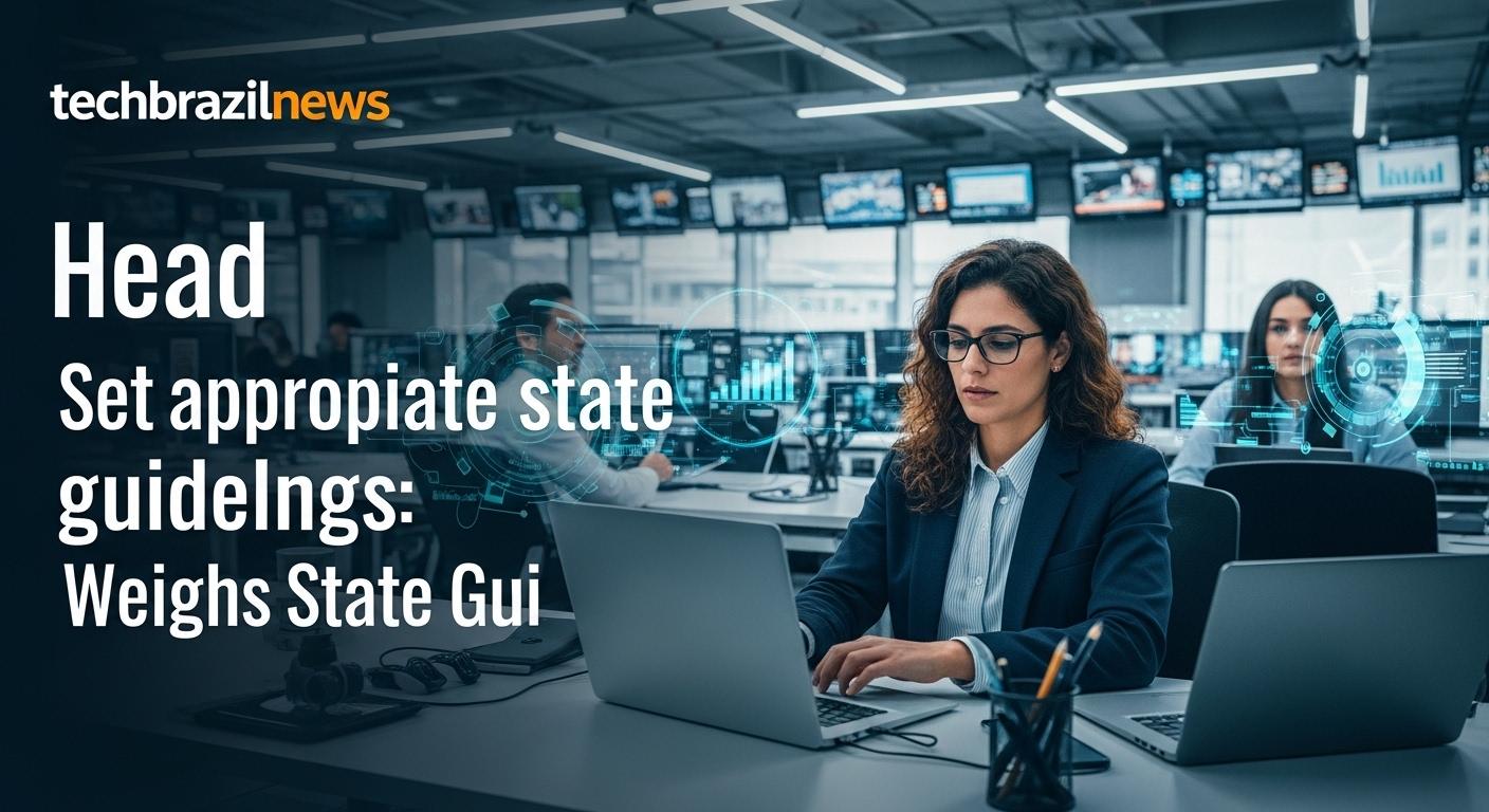 Policy analyst examining technology surveillance guidelines in Brazil newsroom