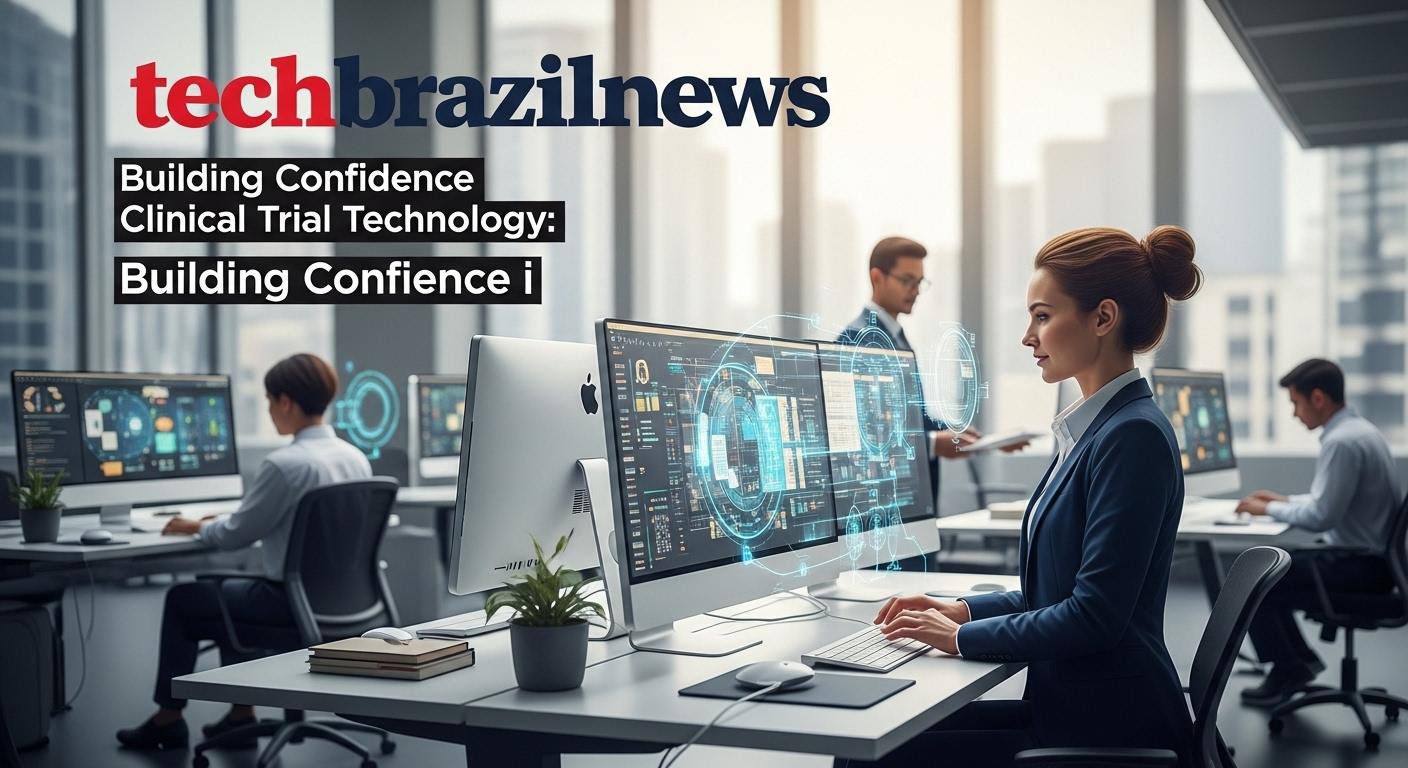 Clinical trial data dashboard in Brazil showing data integrity and governance features.